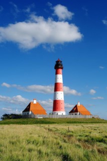 The lighthouse of Westerhever near St. Peter Ording, Westerheversand, Schleswig-Holstein, Federal