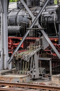 Signal box mechanics, with rollers and wires that mechanically control the corresponding switches