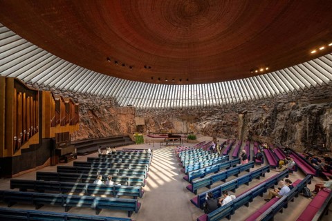 Temppeliaukio Church (Finnish: Temppeliaukion kirkko, Swedish: Tempelplatsens kyrka), modern