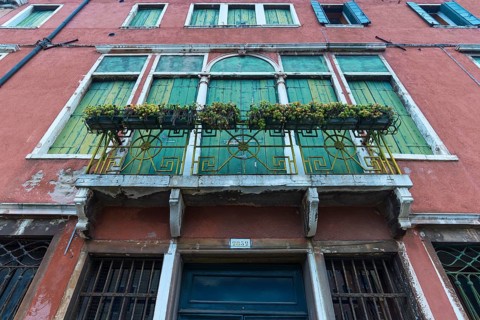 Historic palazzo with balcony, Venice, Veneto, Italy