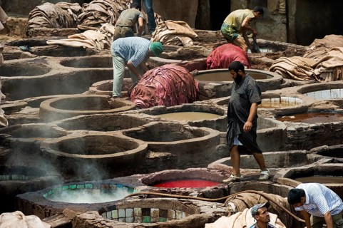 Chouwara tanning and dyeing district, Fez El Bali, Medina, UNESCO World Heritage Site, Fez, Morocco