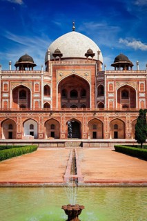Famous indian tourist attraction landmak, Humayun's Tomb. Delhi, India. UNESCO World Heritage Site