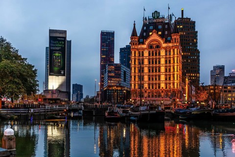 Westermeijer building, 1897 white house in eclectic style, historic Oude Haven, Rotterdam, the