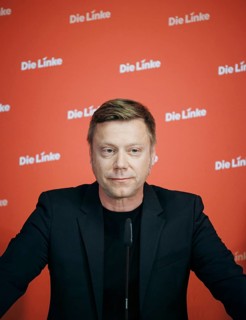 Martin Schirdewan, Chairman of the Left Party, recorded at a press conference in Berlin, 19 August
