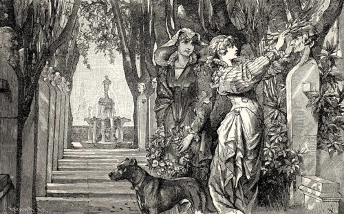 ACT I., SCENE I., Princess and Leonora, scene from Torquato Tasso, a play by Johann Wolfgang von