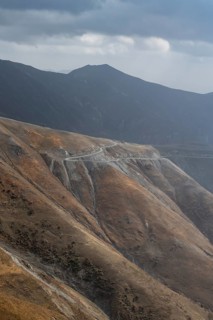 Mountain road, mountain pass from Kazarman to Jalalabad, Naryn region, Kyrgyzstan