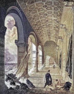 Seine floods at the Louvre in Paris, France, 19th century, Historical, digitally restored