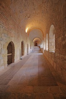 Interior view of the cloister of the Romanesque abbey of Le Thoronet, monastery complex, Cistercian