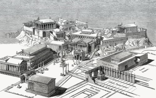 Reconstruction of the Roman Forum or Forum Romanum in ancient Rome