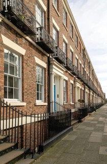 Historic row of houses in terrace, Georgian Quarter, Canning Street, Liverpool, England, UK