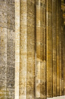 Fluted column structure of the outer columns of the Walhalla Hall of Fame in Donaustauf on the