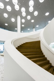 Spiral staircase, Roche Towers, Architects Herzog and de Meuron, Basel, Canton of Basel-Stadt,