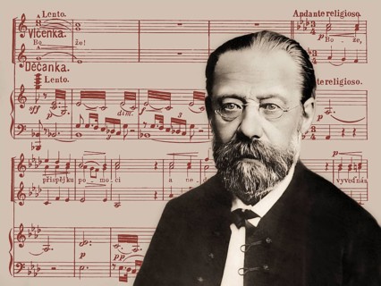 Bedrich Smetana, 1824 – 1884, Czech composer, digital edited according to a photograph, notation