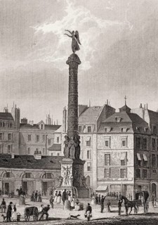 The Place du Châtelet, Paris, antique steel engraved print, 1831