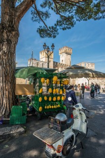 Medieval lakeside castle, Castello Scaliger, Scaliger Castle, Sirmione, Lake Garda, Brescia