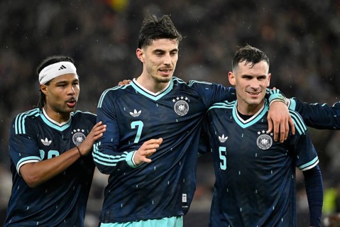 Goal celebration Serge Gnabry GER (20) Kai Havertz GER (07) Pascal Groß GER (05) Football DFB