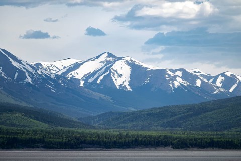 View over the Turnagain Arm estuary to the mountains of the Kenai Peninsula, Anchorage, Alaska, USA