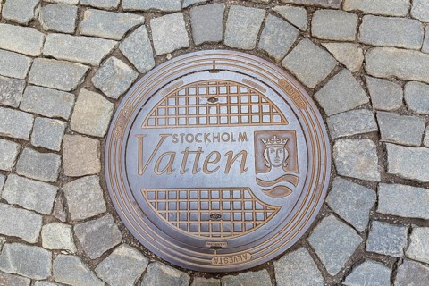Manhole cover in Stockholm, Sweden