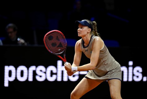 Action Elena Jelena Rybakina (KAZ) Women's Porsche Tennis Grand Prix Porsche Arena, Stuttgart,