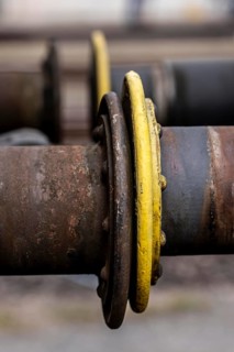 Buffer, coupling device, on railway wagons in the Bochum Railway Museum, museum days weekend, with