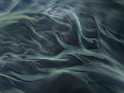 River, river course, river delta, aerial view, sediments, structures, South Iceland, Iceland