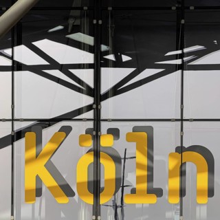 Terminal 2 with the letter Cologne, Cologne Bonn Airport Konrad Adenauer, detail, Cologne, North