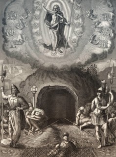 The Resurrection of Jesus, New Testament, steel engraving 1853, digitally restored