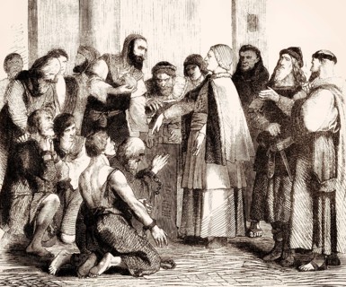 Pope Zachary, 679 –752, giving the slaves their freedom