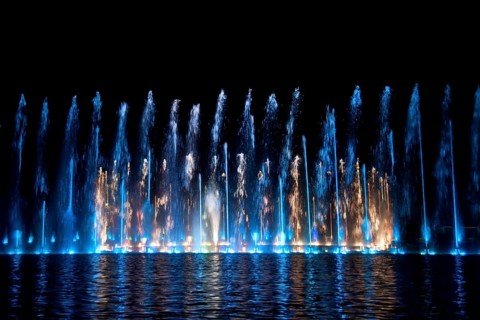 Multimedia fountain show in Wroclaw, Poland