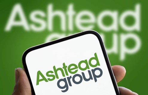 Ashtead group logo is displated on smartphone.Ashtead Group Public Limited Company is a British
