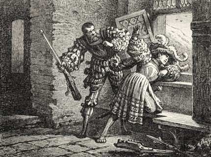 ACT III, SCENE XX., The Armory, Two Troopers choosing guns, Scene from Götz von Berlichingen by