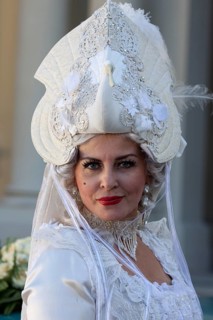 Costume wearer at the Venetian Fair, in the castle courtyard, Ludwigsburg, Baden-Württemberg,