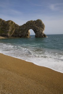 Famous natural coastal arch of Durdle Door on the Jurassic coast, Dorset, England, United Kingdom