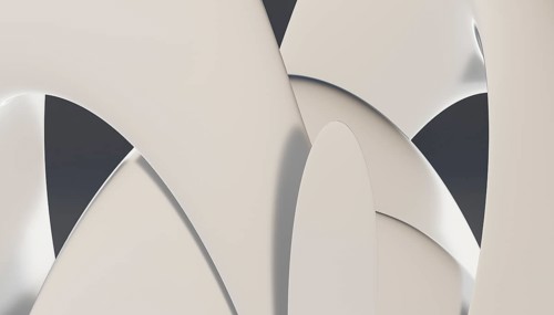 This image features a contemporary 3D rendered abstract background with curvilinear shapes in soft