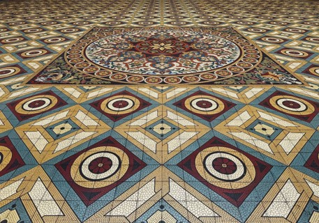 Floor mosaic in Palácio da Bolsa, neoclassical style stock exchange, magnificent building, UNESCO