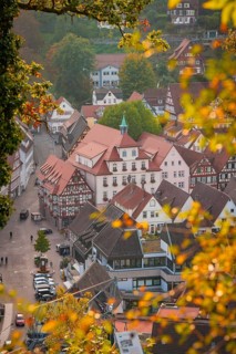 Town hall in half-timbered town, Calw, Black Forest, Germany