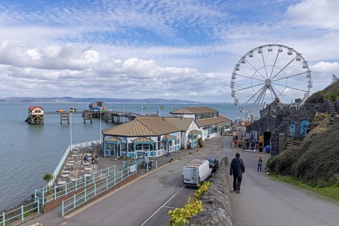 Mumbles Pier theme park, Mumbles Head, Gower Peninsula, Swansea Bay, Wales, Great Britain