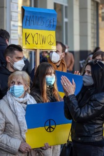 Wesel, North Rhine-Westphalia, Germany, Demonstration against Putin's war in Ukraine. Peace