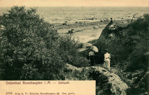 Historic postcard around 1900, Baltic resort Brunshaupten i.M, gorge, historic place on the