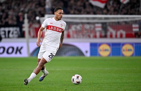 Nikolas Nartey VfB Stuttgart (28) Action on the ball Football Europa League, MHPArena, MHP Arena
