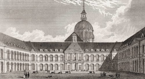 Dome of Les Invalides, Paris, antique steel engraved print, 1831