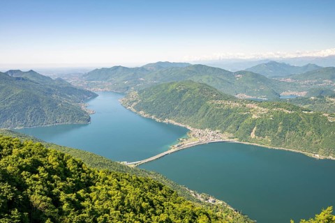 View of Lake Lugano from Mount Sighignola, Balcone Svizzero, Tessin, Switzerland
