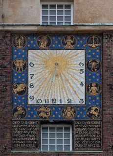 Sundial, by Friedrich Wilhelm Kleukens, wedding tower, Mathildenhöhe Darmstadt, UNESCO World