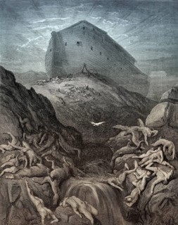 The Dove Sent Forth from the Ark, Old Testament, woodcut by Gustave Doré
