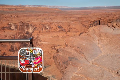Page, Arizona - Although covered with unrelated stickers, a sign at the Horseshoe Bend overlook