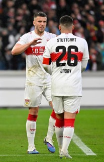 Goal celebration Ermedin Demirovic VfB Stuttgart (09) Deniz Undav VfB Stuttgart (26) Soccer