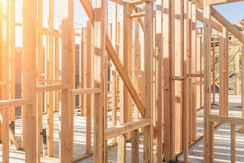 Wood Home Framing Abstract At Construction Site