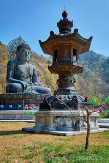 SEORAKSA, SOUTH KOREA, APRIL 15, 2017: The Great Unification Buddha Tongil Daebul is a 14. 6-meter