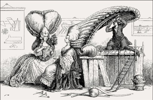 Caricature, hairdo popular in the 18th century