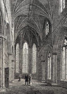 Reconstruction, Trinity College Kirk, a royal collegiate church demolished in 1848, Edinburgh,